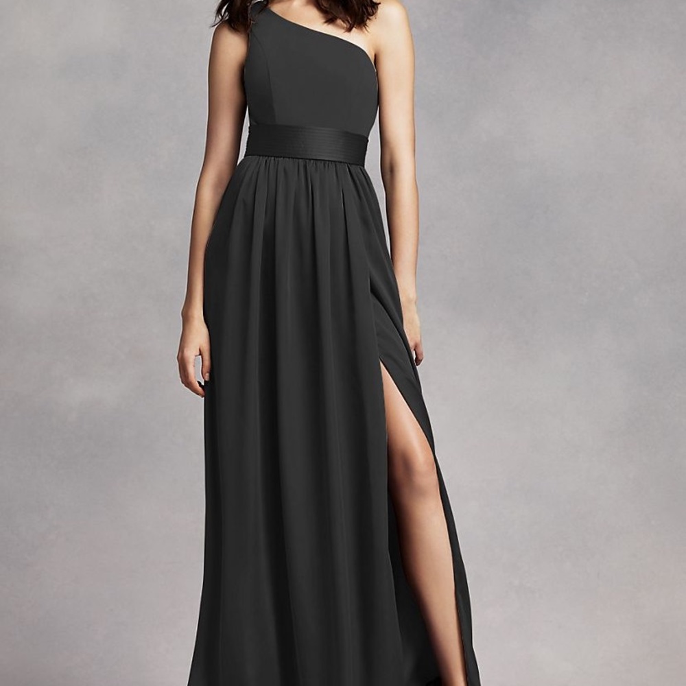 Vera Wang One Shoulder Dress with Satin Sash